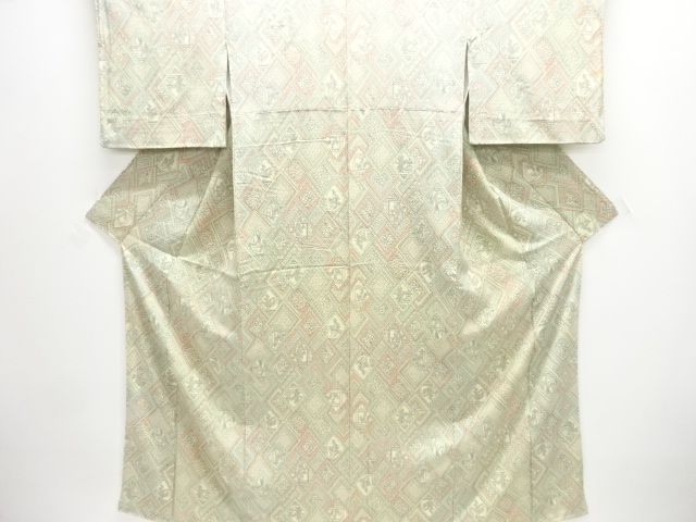 菱に家屋風景模様小紋着物